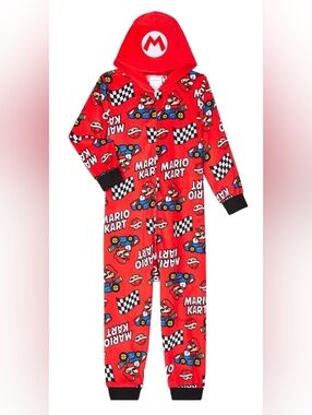 Nintendo Red Mario Kart Kids Hooded Pajama Set